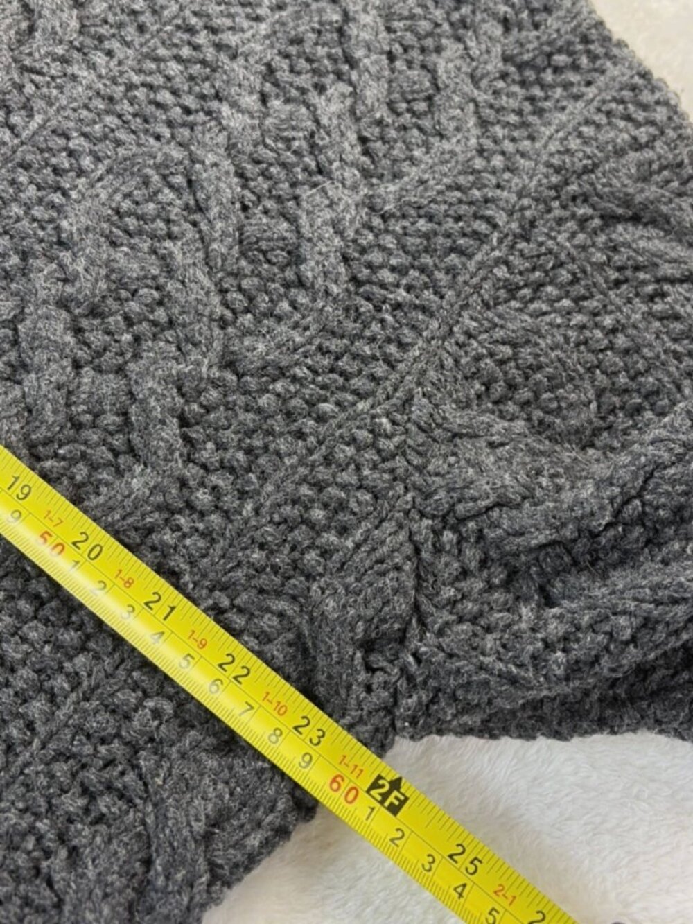Vintage 90s J. Crew Cable Knit  Sweater Charcoal 100% Wool Pullover L - Picture 9 of 16